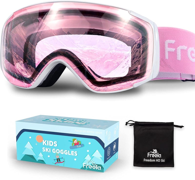 Freela Kids Ski Snowboard Goggles for Toddler(3-14) Youth Anti Fog Anti UV Goggles Girls Boys Snow Skiing Equipment - Image 1